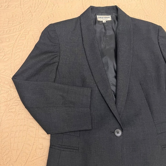 Giorgio Armani Le Collezioni Womens 100% Wool Gray  Blazer Coat Sz 12 - Picture 6 of 12